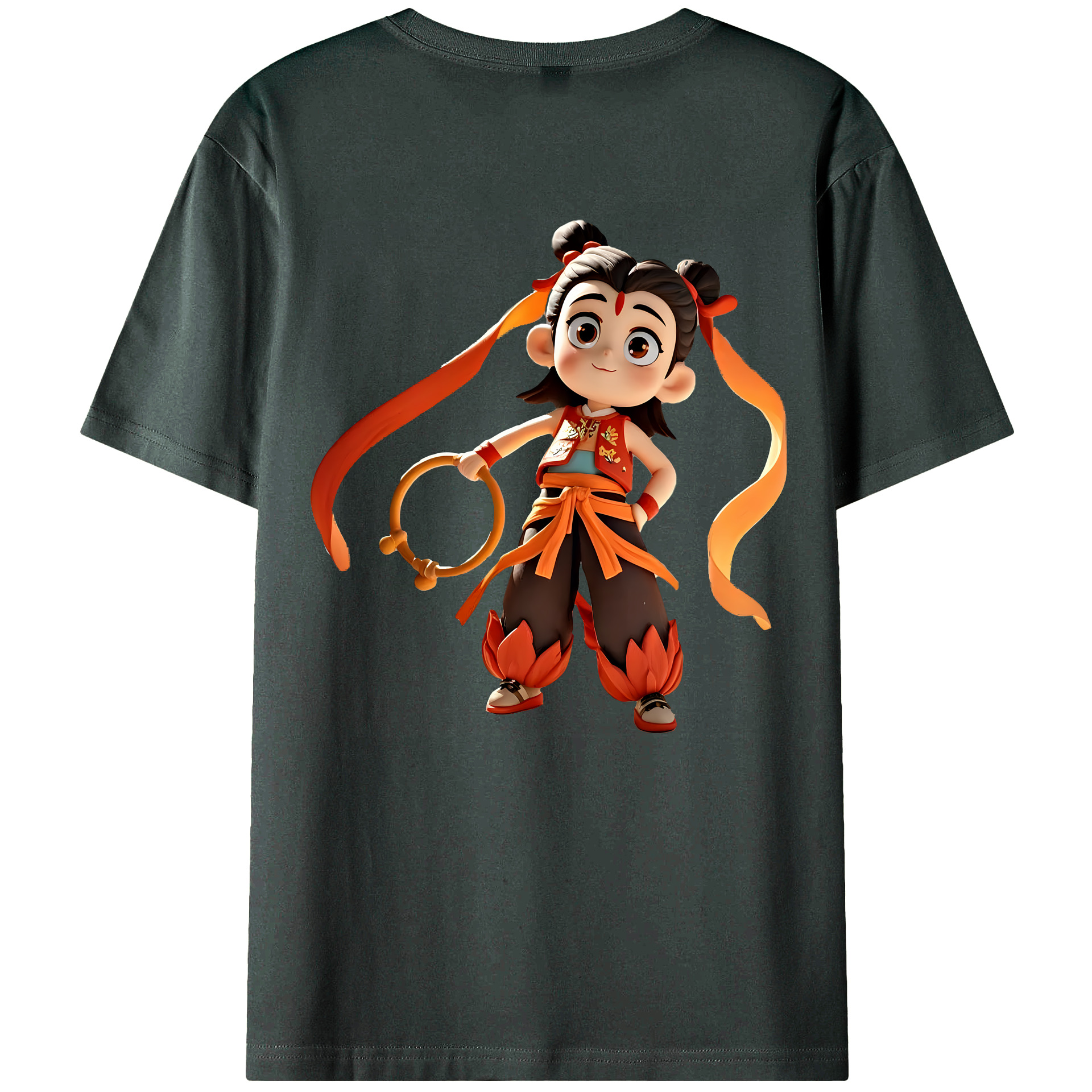 （画像用） Ne Zha 2 ナタ 魔童の大暴れ 綿100％ メンズ半袖Tシャツ（バックプリント） 通気性
